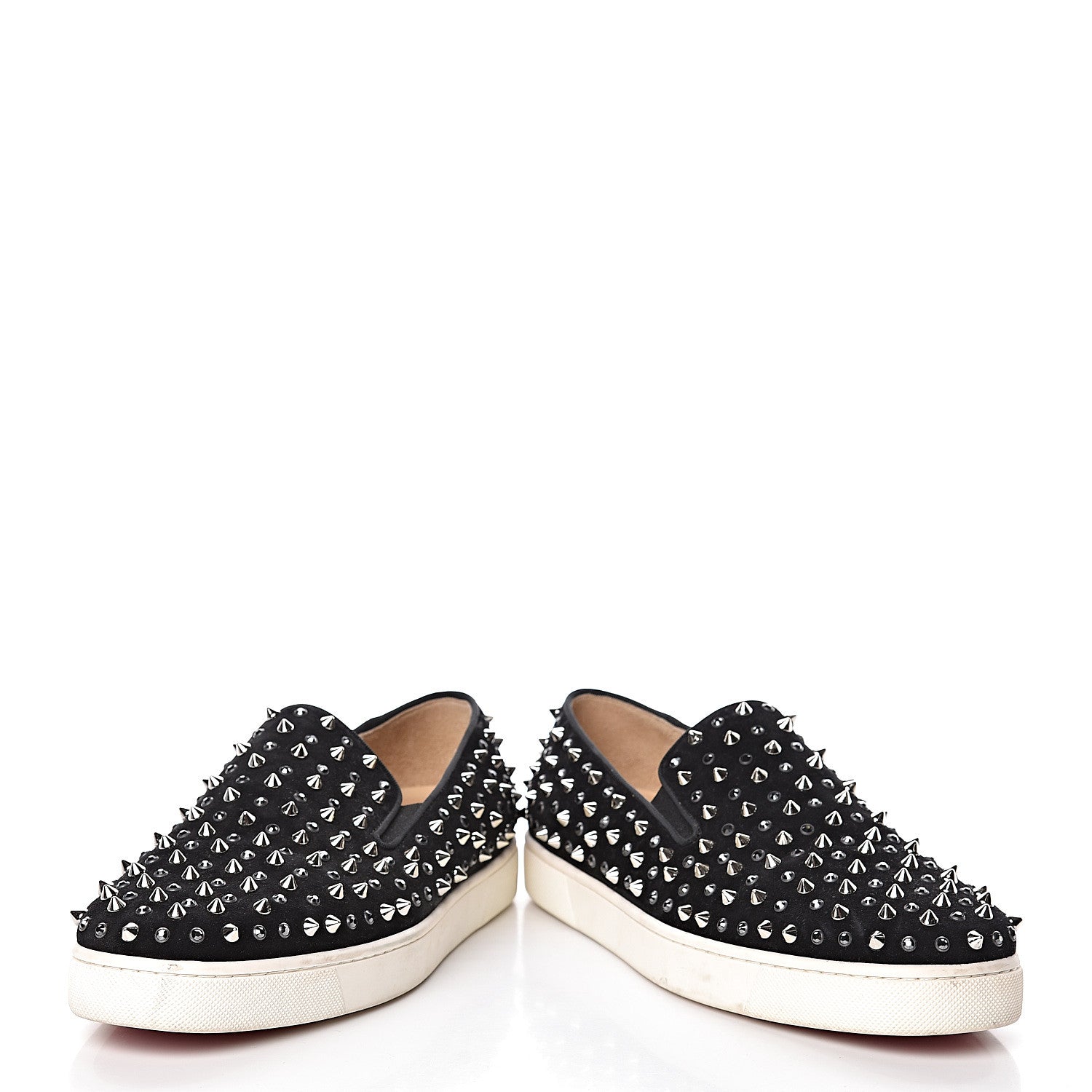 Christian Louboutin Veau Velours Studded Womens Slip On Sneakers 40.5 Black 6 of 18