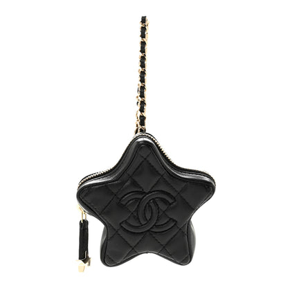 Chanel Lambskin Quilted Walk of Fame Star Bag Charm Black 1 of 6