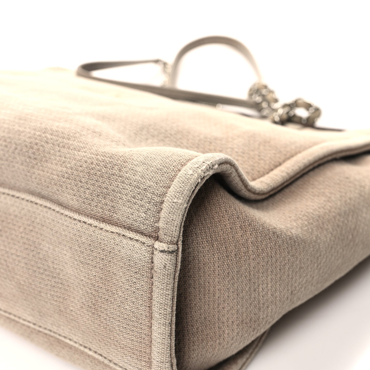 Mixed Fibers Calfskin Small Deauville Tote Beige Brown