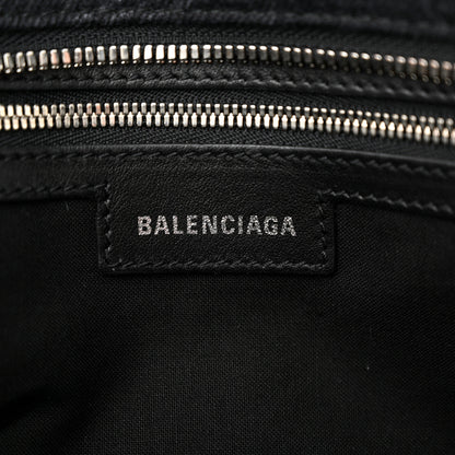 Balenciaga Washed Denim BB Monogram Neo Cagole City Handbag Black 6 of 11
