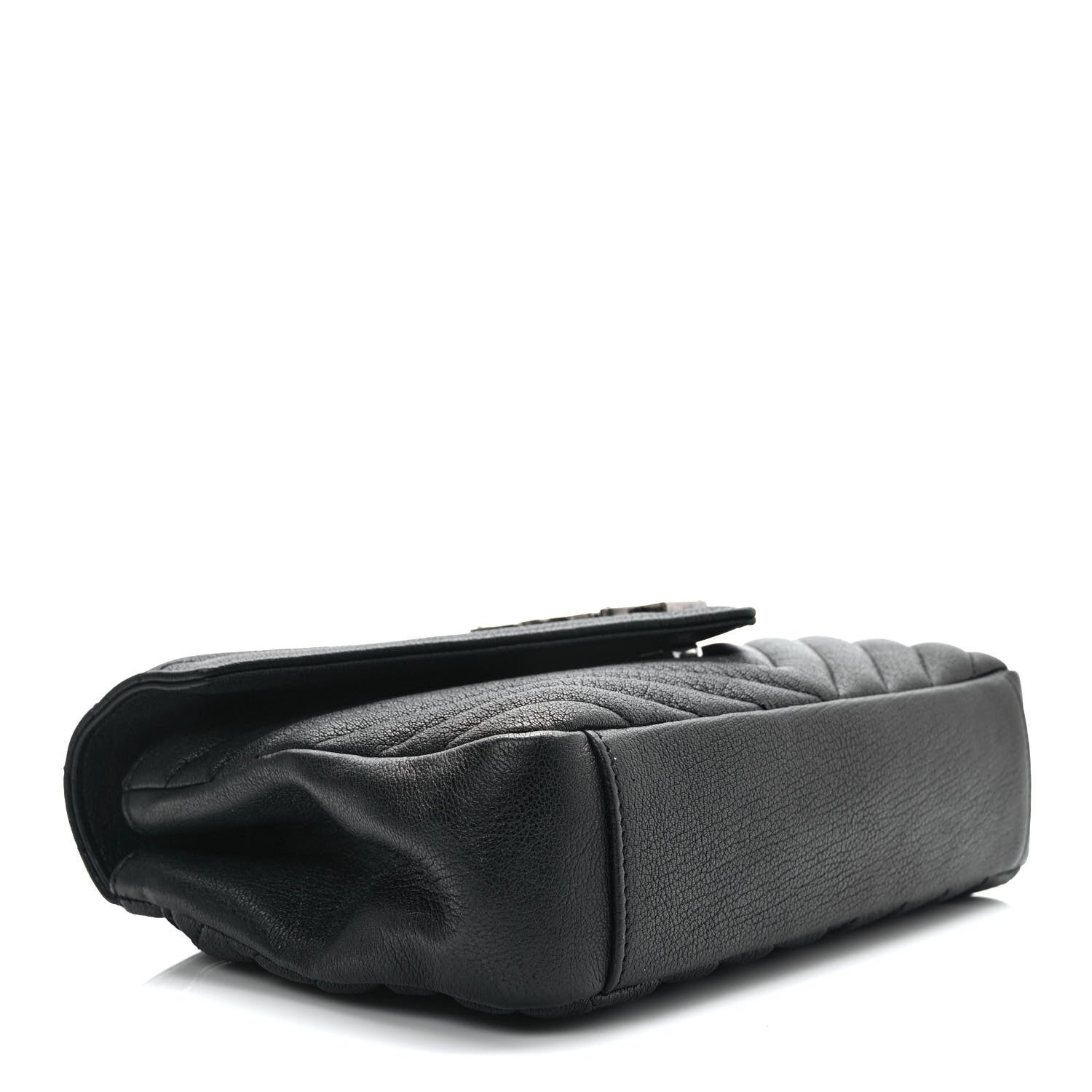 Saint Laurent Sheepskin Matelasse Chevron Monogram Medium College Bag Black 4 of 9