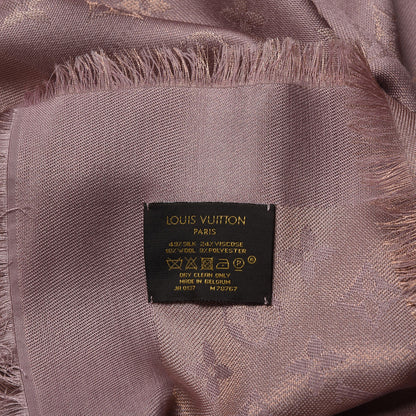 Louis Vuitton Silk Wool Monogram Shine Shawl Taupe 4 of 5