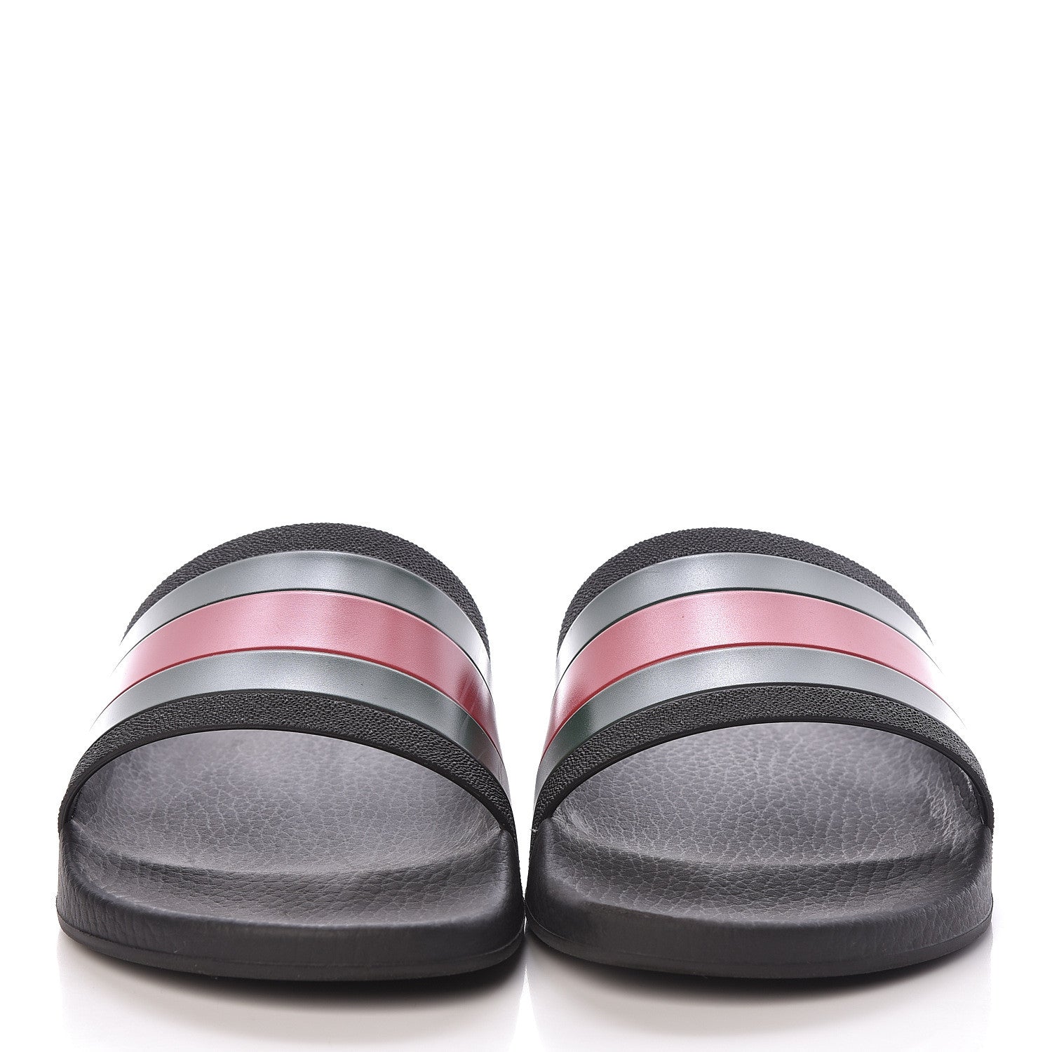 Gucci Rubber Web Mens Pool Slide Sandals 9 Black Green Red 2 of 9