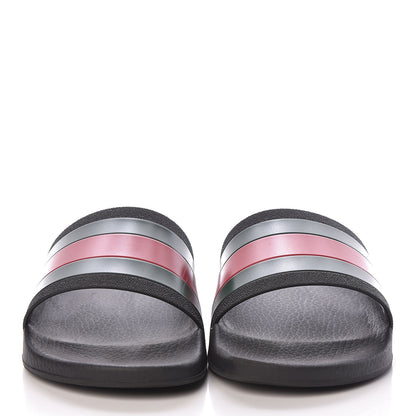Gucci Rubber Web Mens Pool Slide Sandals 9 Black Green Red 2 of 9