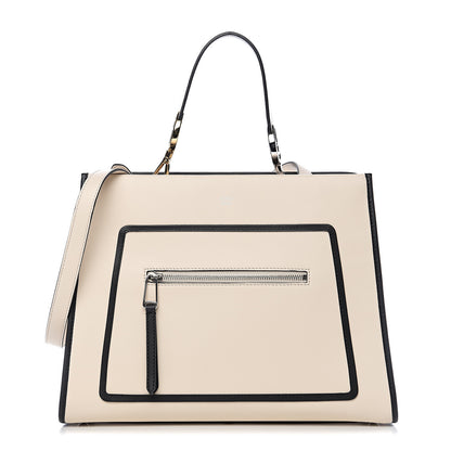 Fendi Vitello Century Opaco F is Fendi Bi-Color Regular Runaway Satchel Camelia Black 1 of 8