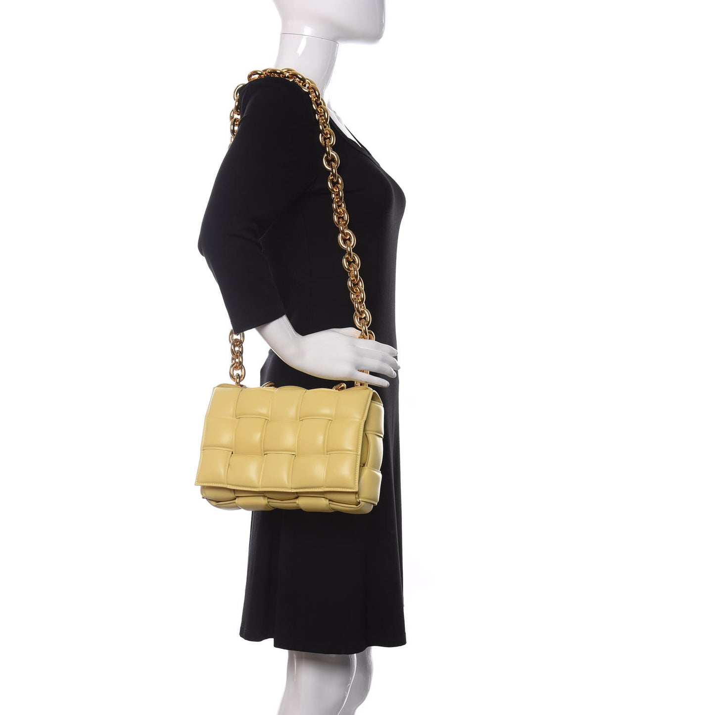 Lambskin Maxi Intreccio Padded Chain Cassette Crossbody Bag Corn