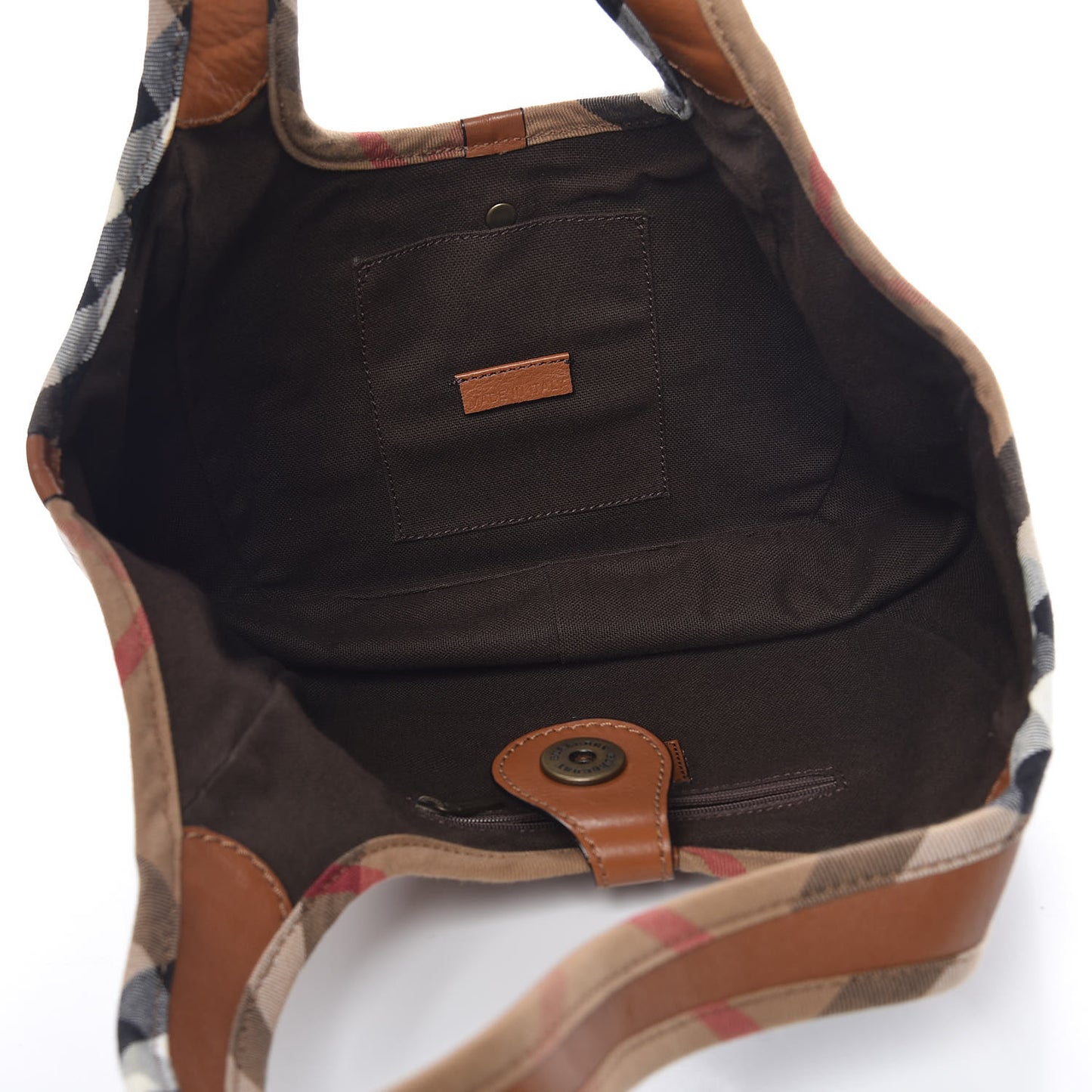 Calfskin Check Trim Hobo Brown
