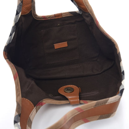 Burberry Calfskin Check Trim Hobo Brown 7 of 11
