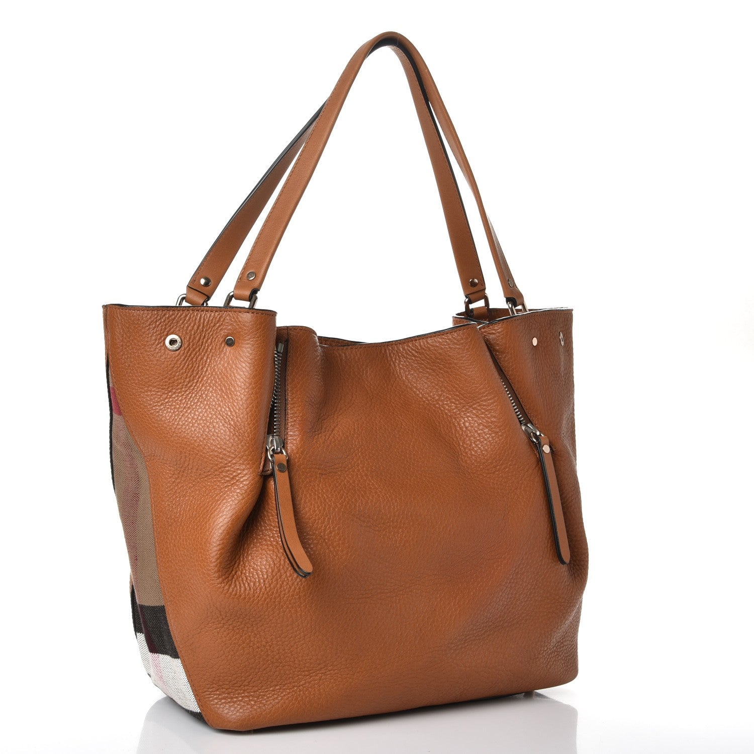 Burberry Grainy Calfskin House Check Medium Maidstone Tan 3 of 12