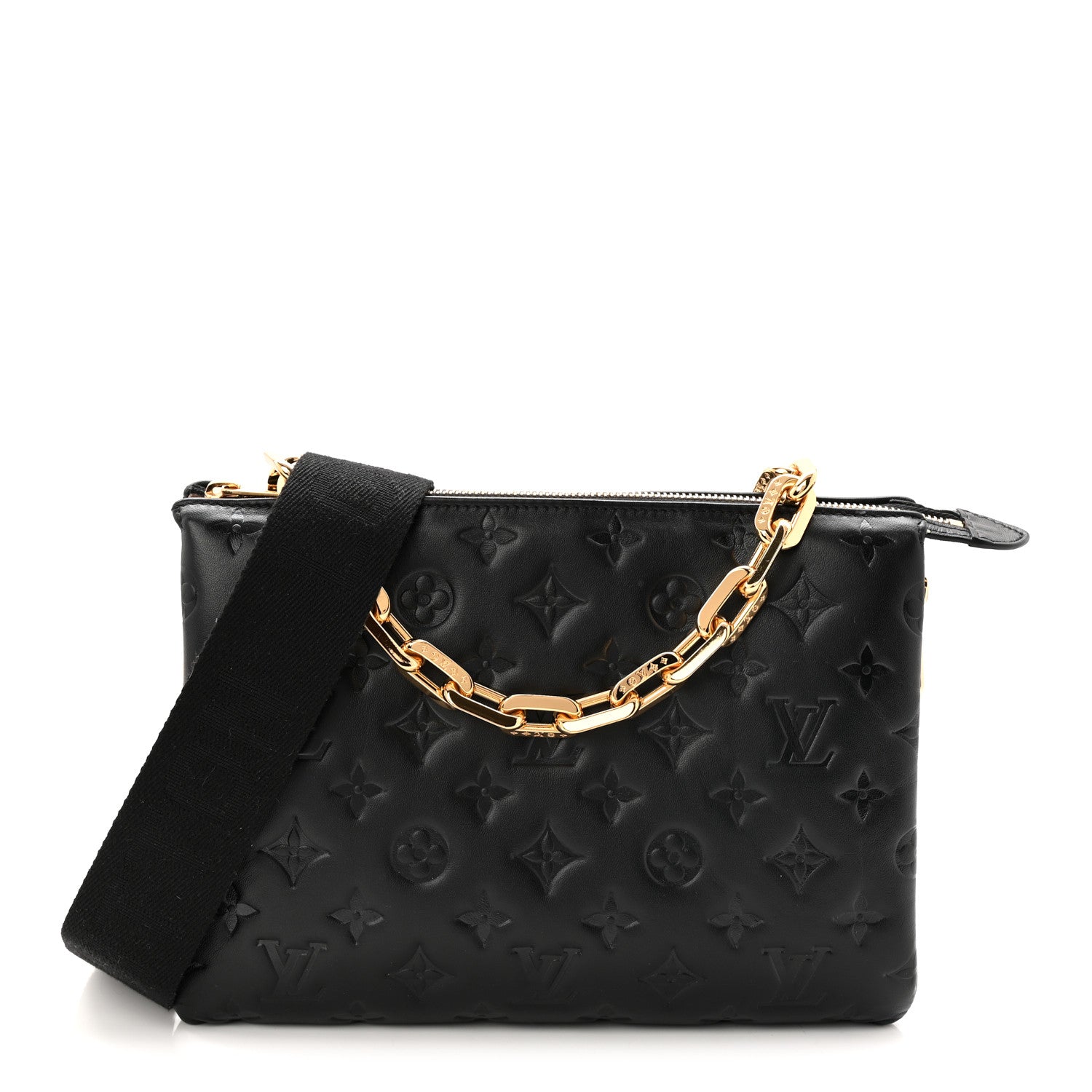 Louis Vuitton Lambskin Embossed Monogram Coussin PM Black 1 of 9