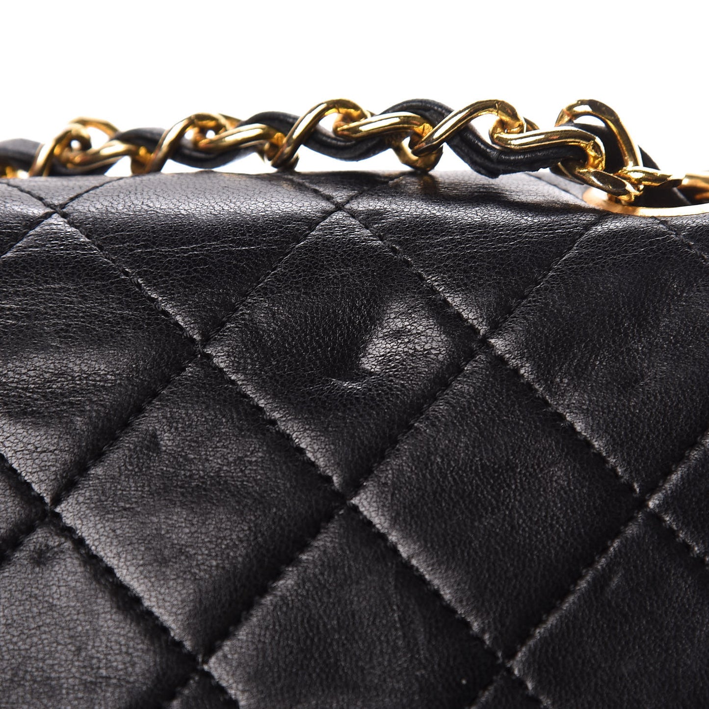 Lambskin Quilted Medium Double Flap Black