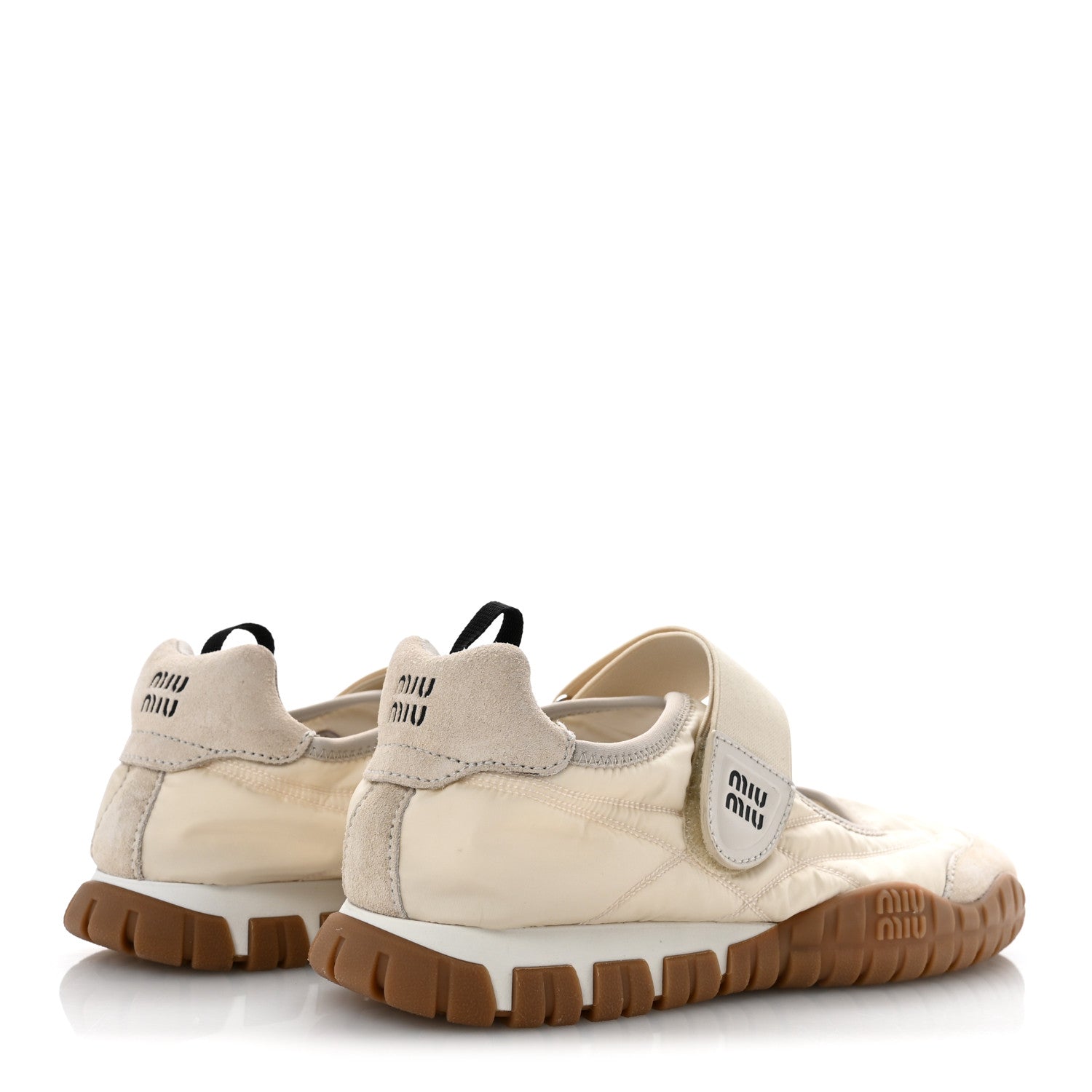 Miu Miu Technical Fabric Suede Womens Tyre Ballerina Flats 36.5 Ivory 5 of 8