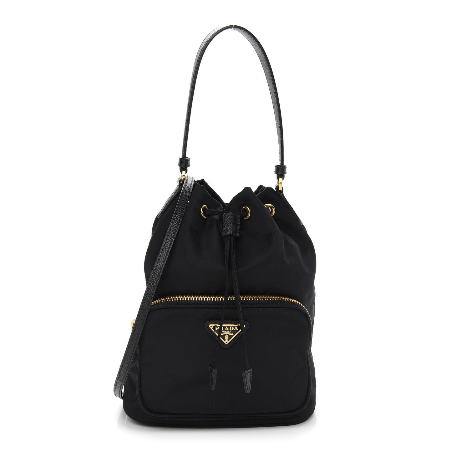 Re-Nylon Duet Drawstring Shoulder Bag Black