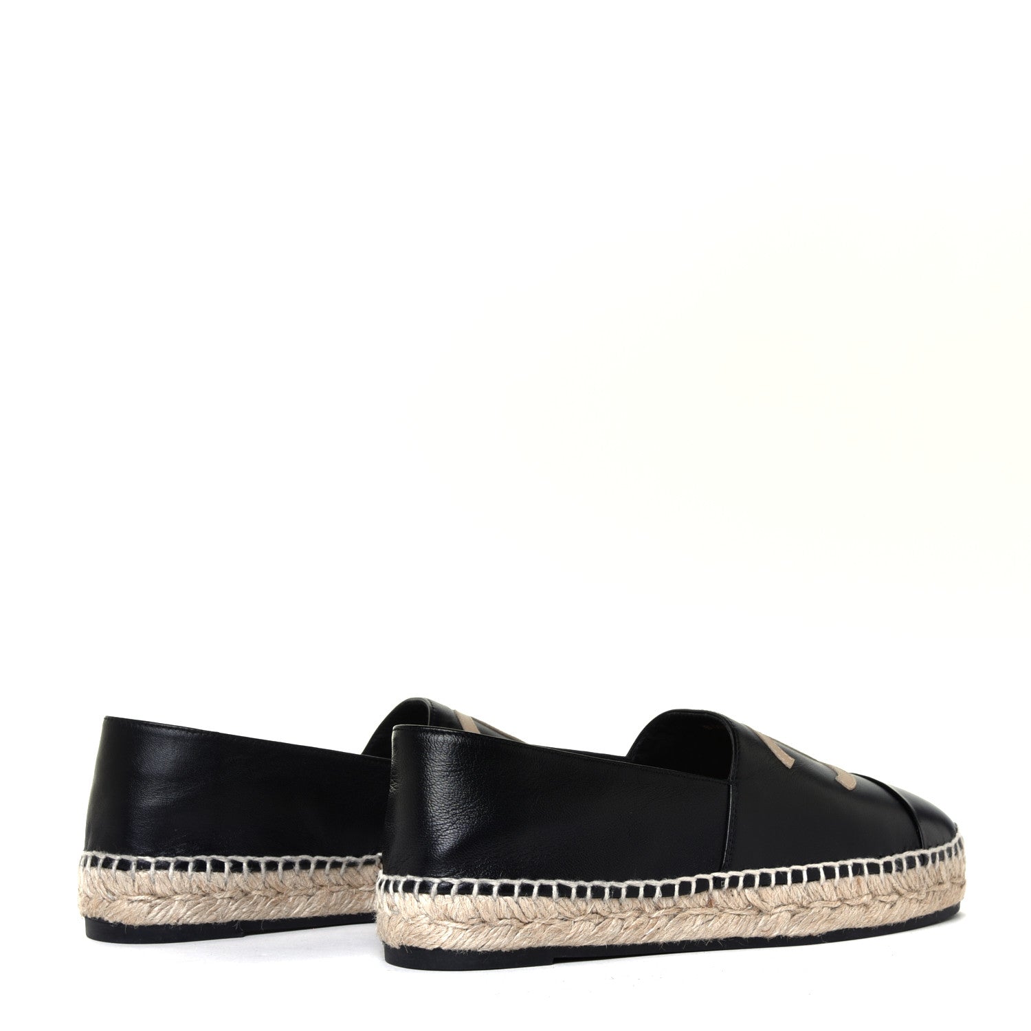 Chanel Lambskin CC Espadrilles 38 Black Beige 5 of 12