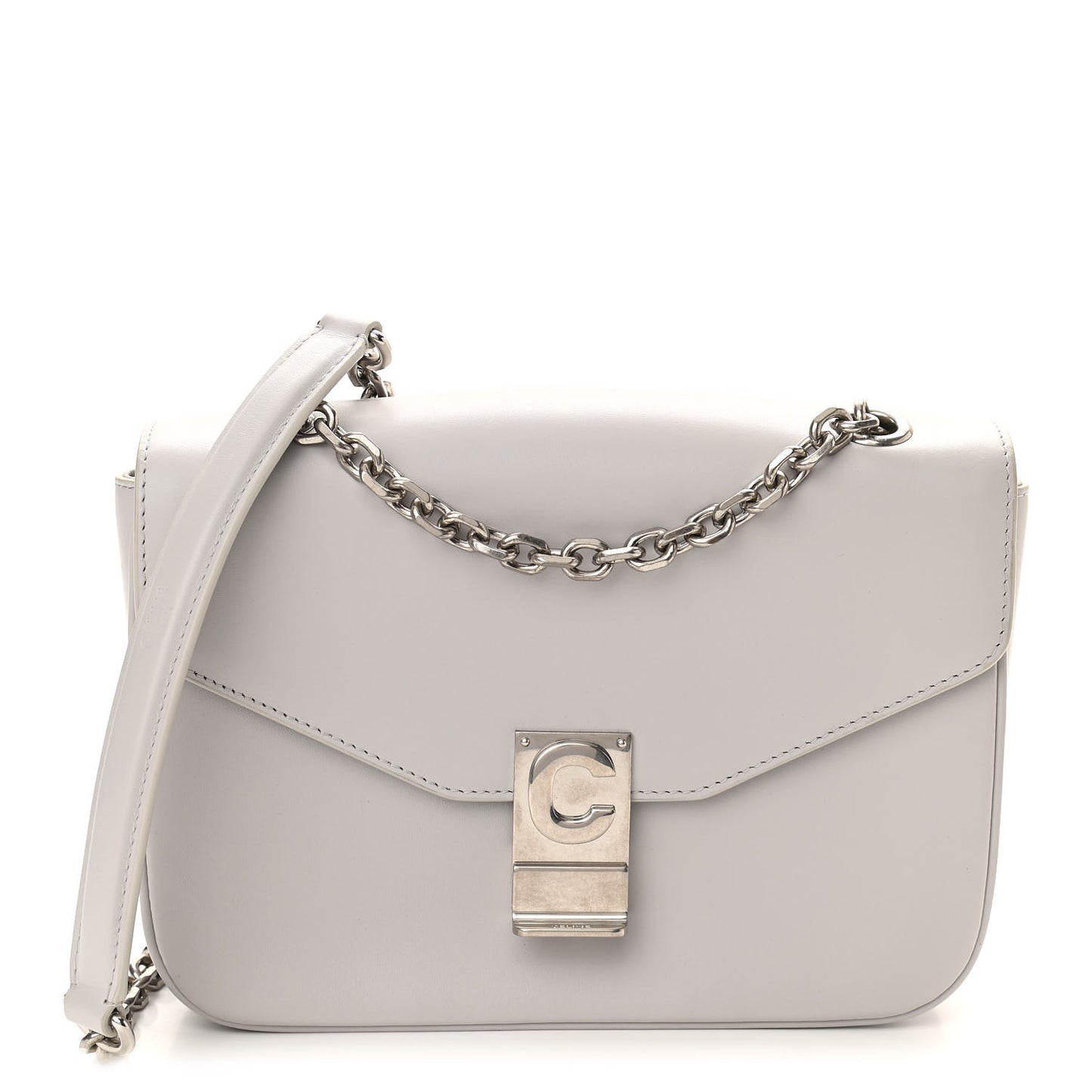 Shiny Calfskin Medium C Bag Pale Grey