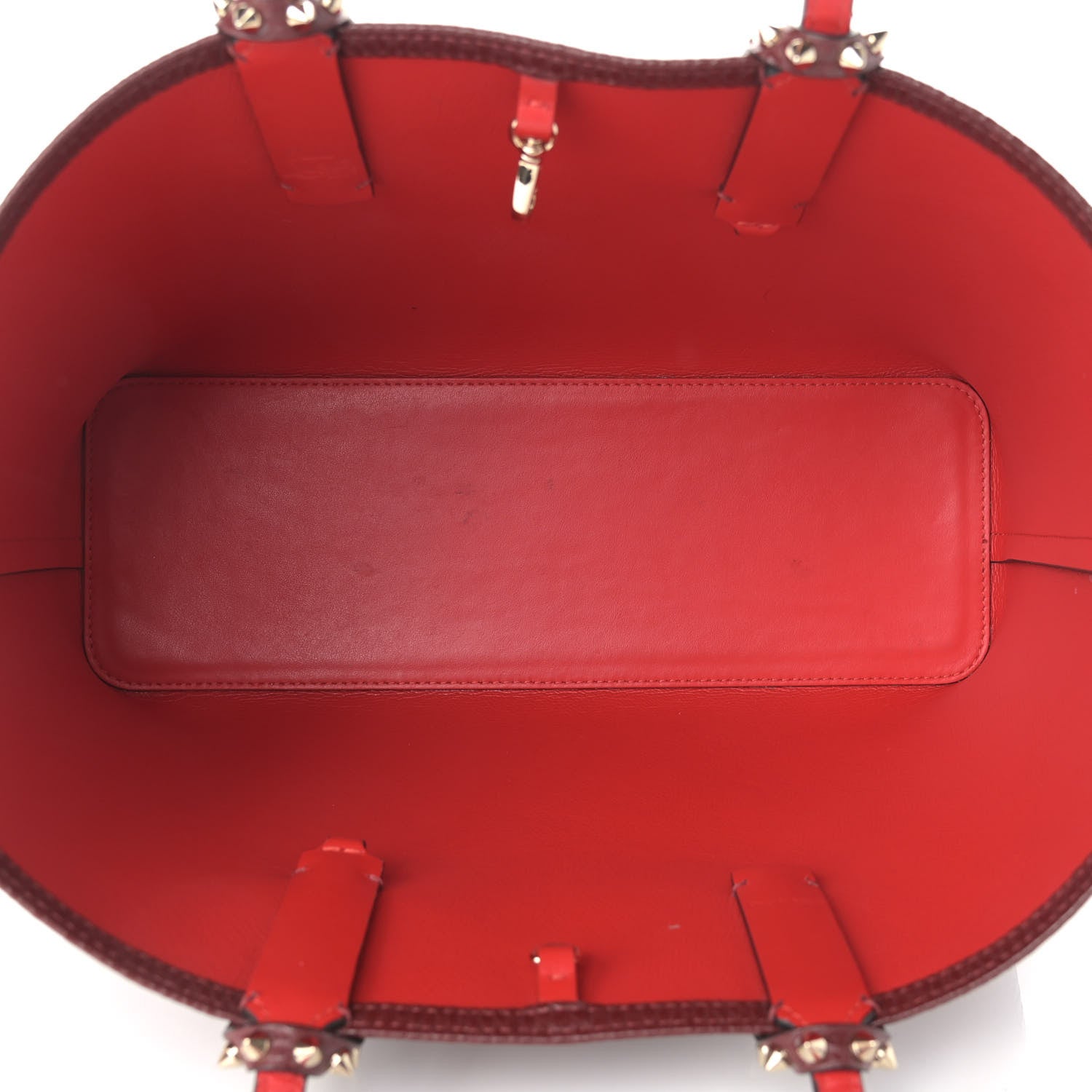 Christian Louboutin Calfskin Jurassic Embossed Spiked Small East West Cabata Tote Burgundy 5 of 11