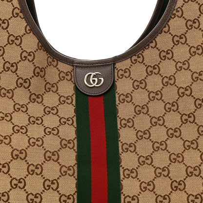 Gucci GG Monogram Web Large Giglio Tote Beige Brown 8 of 13