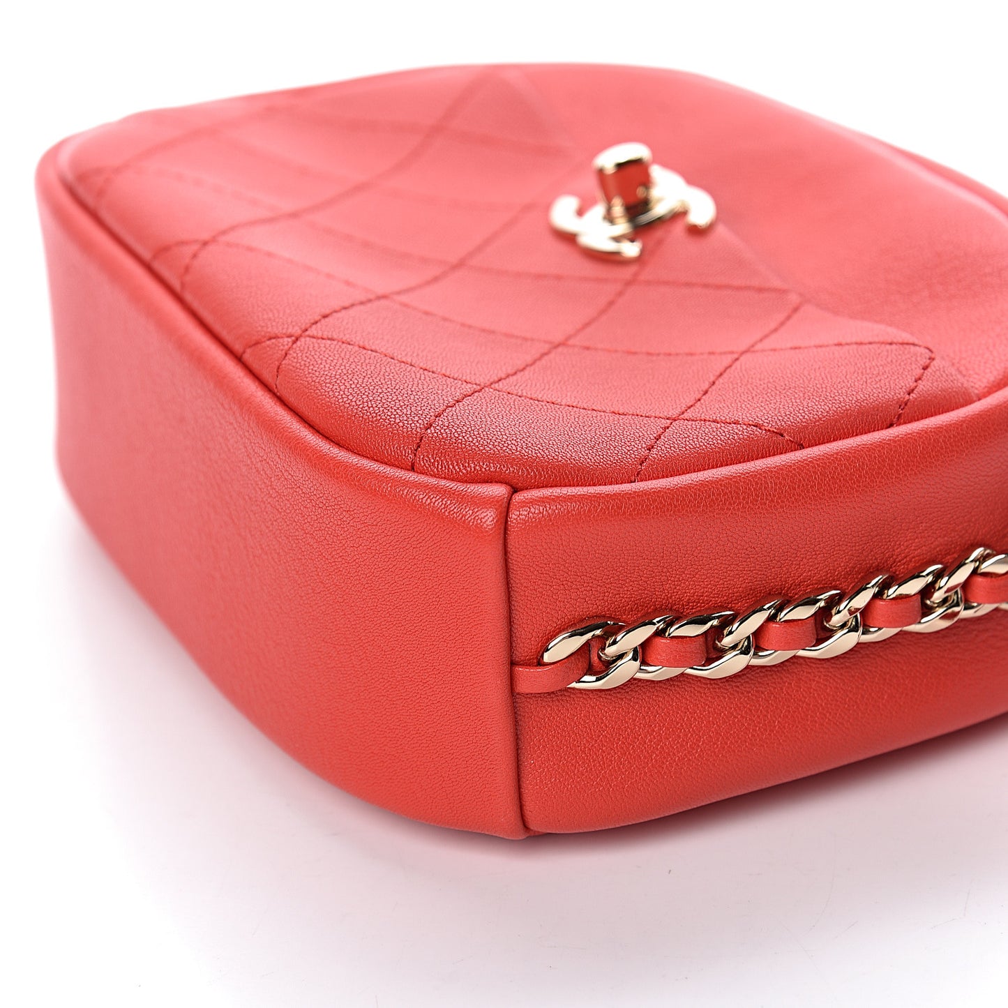 Goatskin Quilted Small Casual Trip Camera Case Red