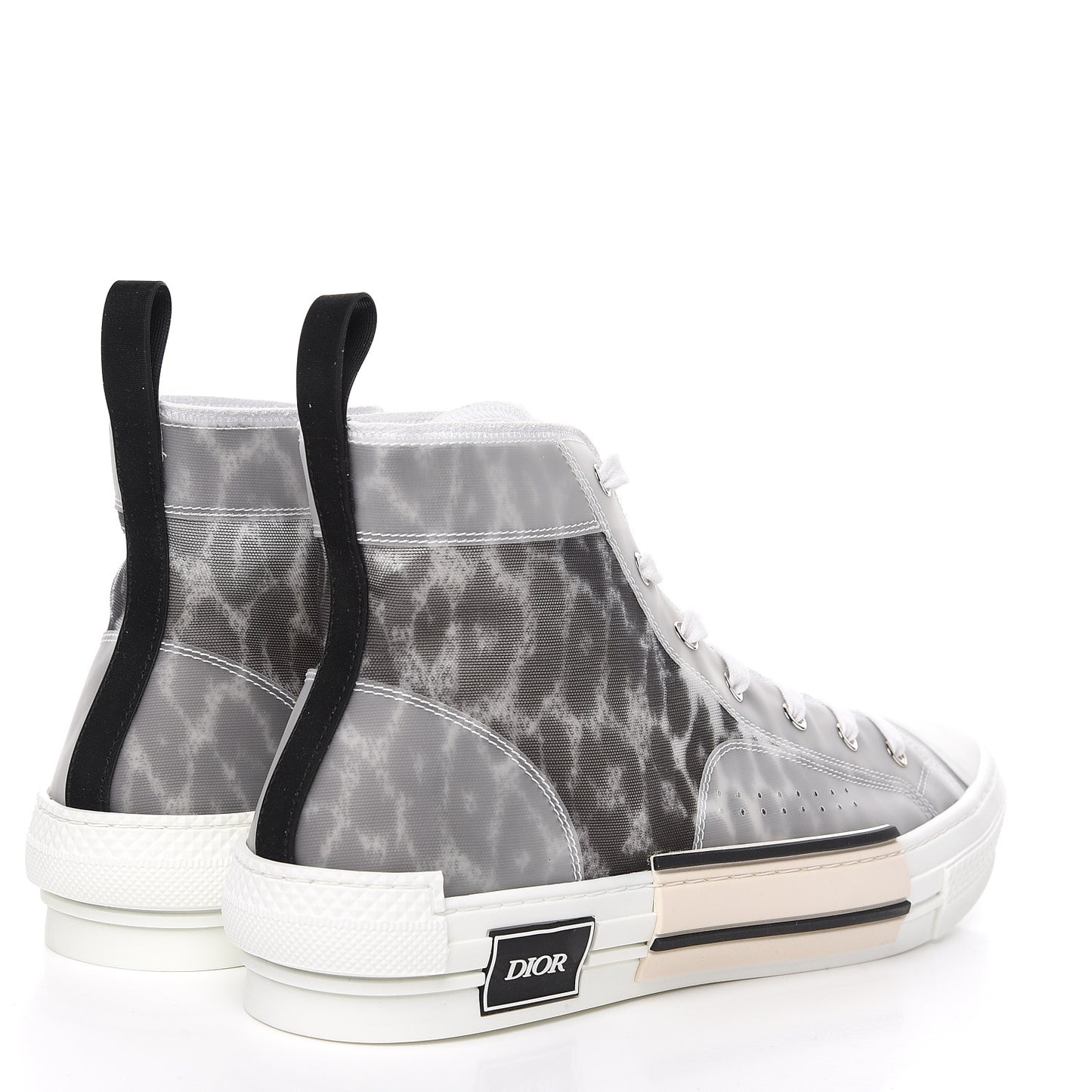 Canvas Leopard Print Mens B23 High Top Sneakers 46 White