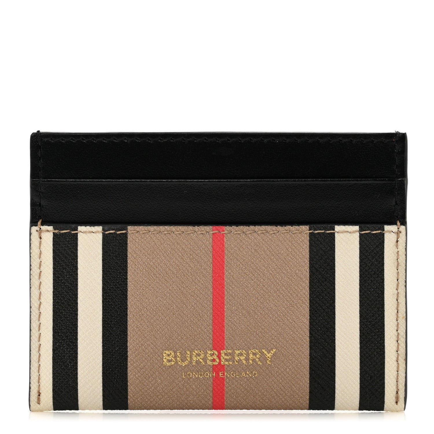 Burberry E-Canvas Calfskin Icon Stripe Card Case Archive Beige 1 of 8