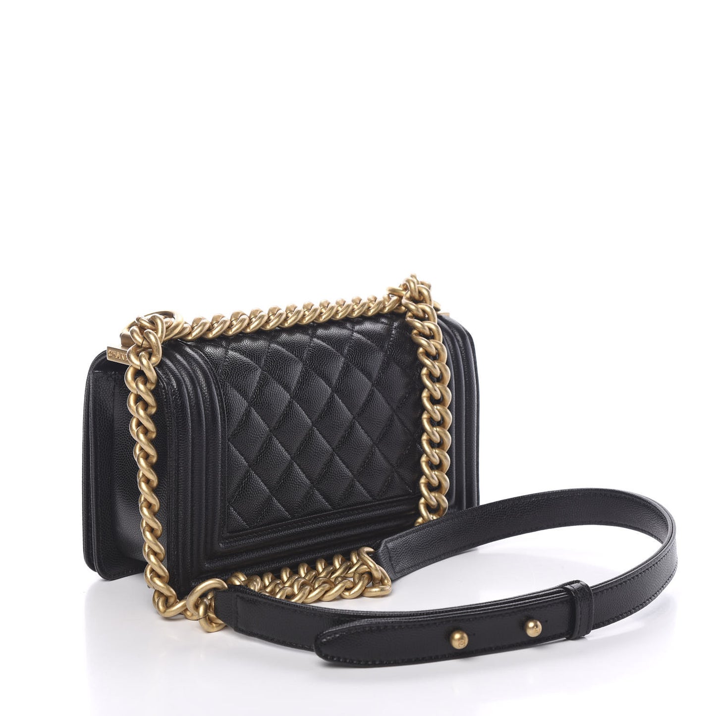 Caviar Quilted Small Boy Flap Black