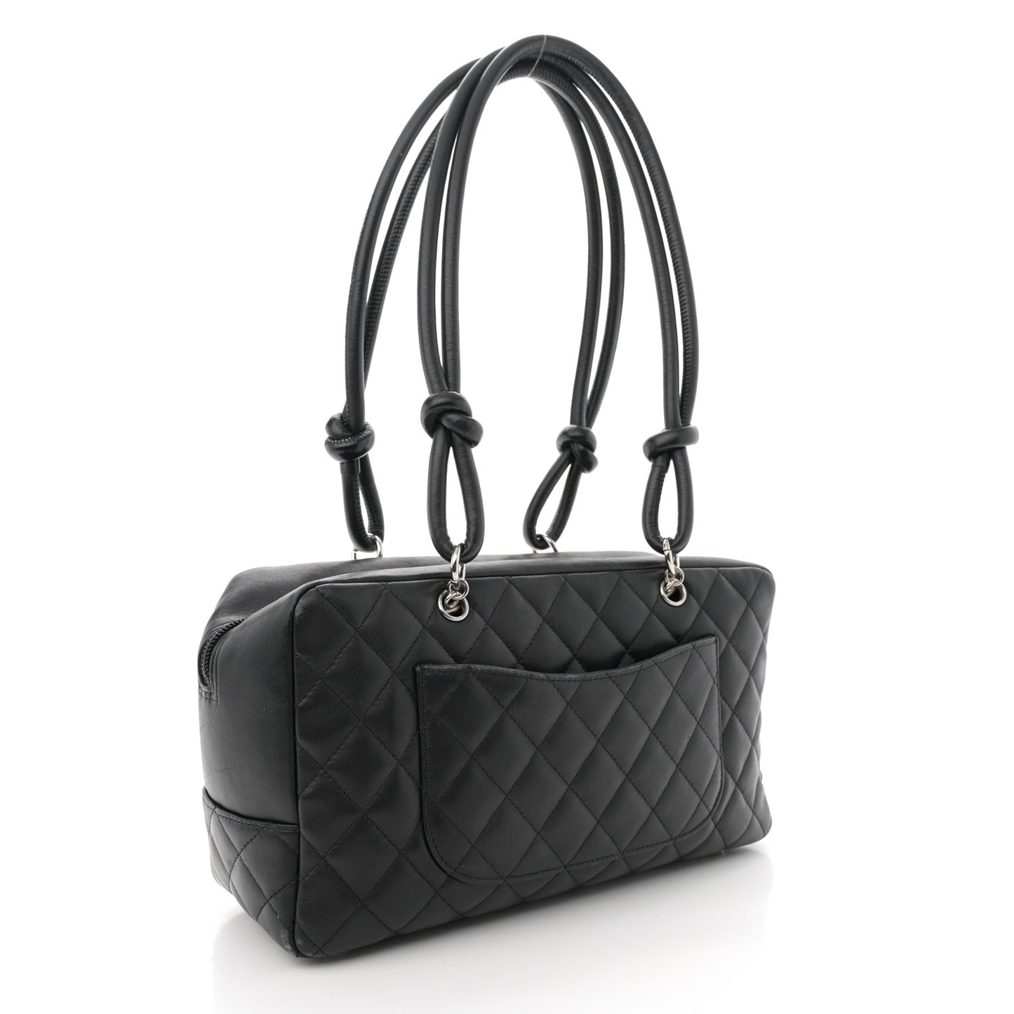 Calfskin Quilted Large Cambon Bowler Black