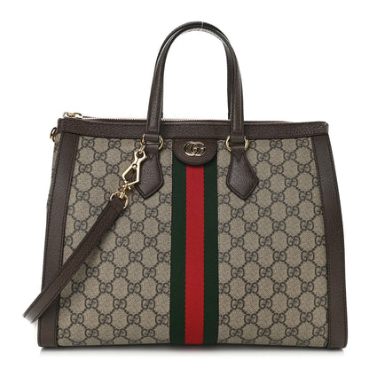 Gucci GG Supreme Monogram Web Medium Ophidia Tote Bag Brown 1 of 9