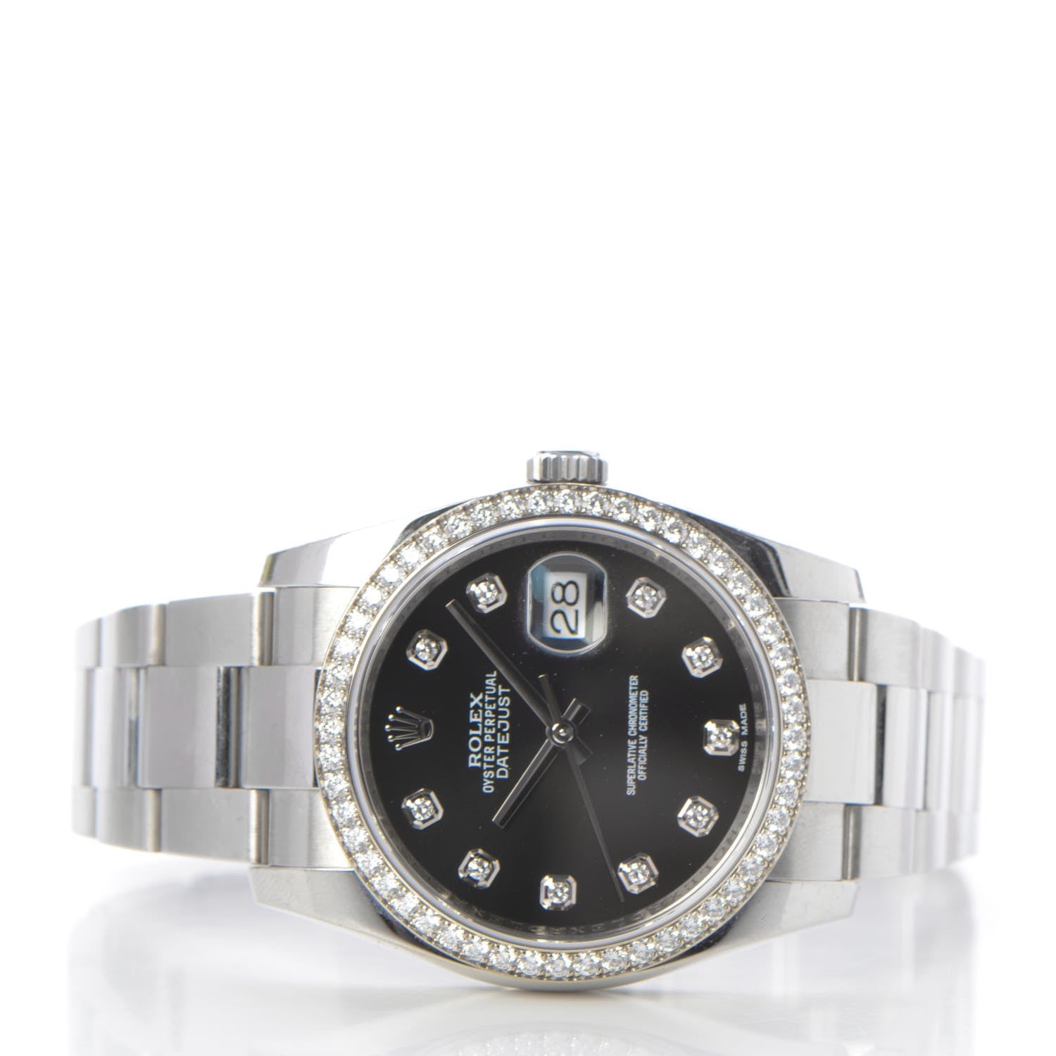Rolex Stainless Steel Diamond 36mm Oyster Perpetual Datejust Watch Black 116244 3 of 8
