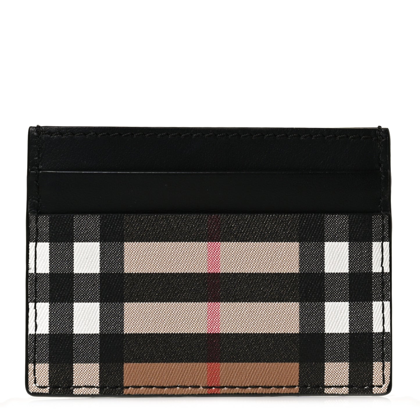 Vintage Check Calfskin Card Case Black