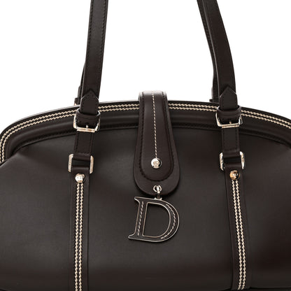 Christian Dior Calfskin Frame Satchel Brown 8 of 13