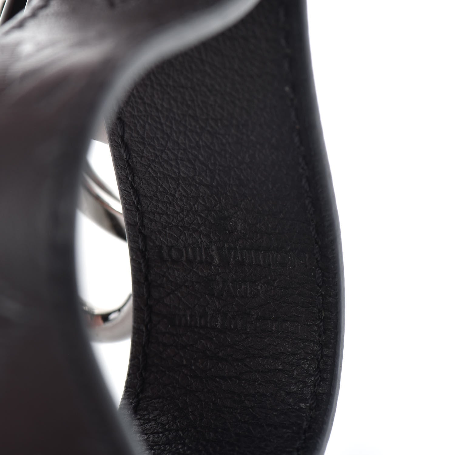 Louis Vuitton Calfskin LV Shape Dragonne Bag Charm Key Holder Black 3 of 3