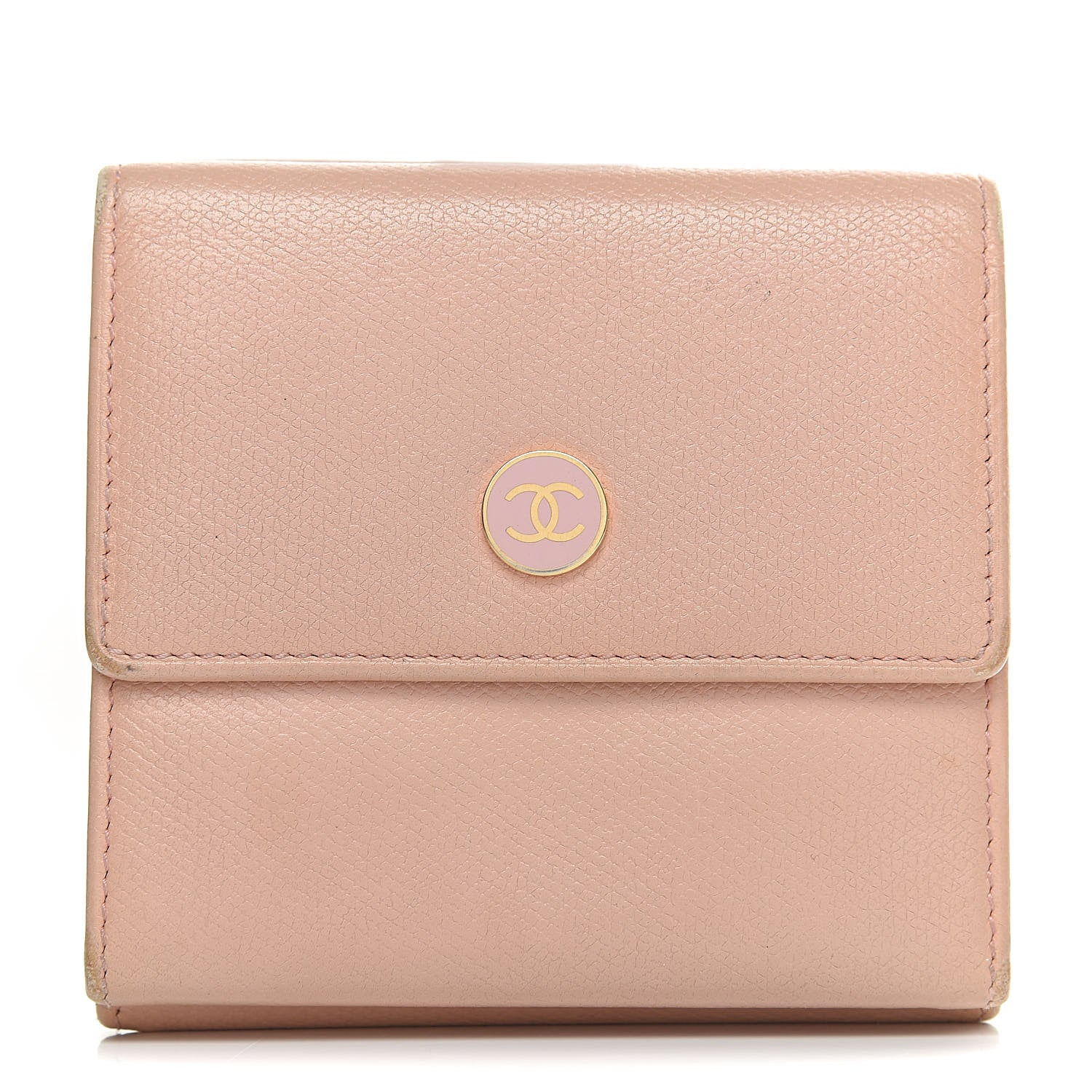 Chanel Grained Calfskin CC Button Compact Wallet Pink 1 of 15