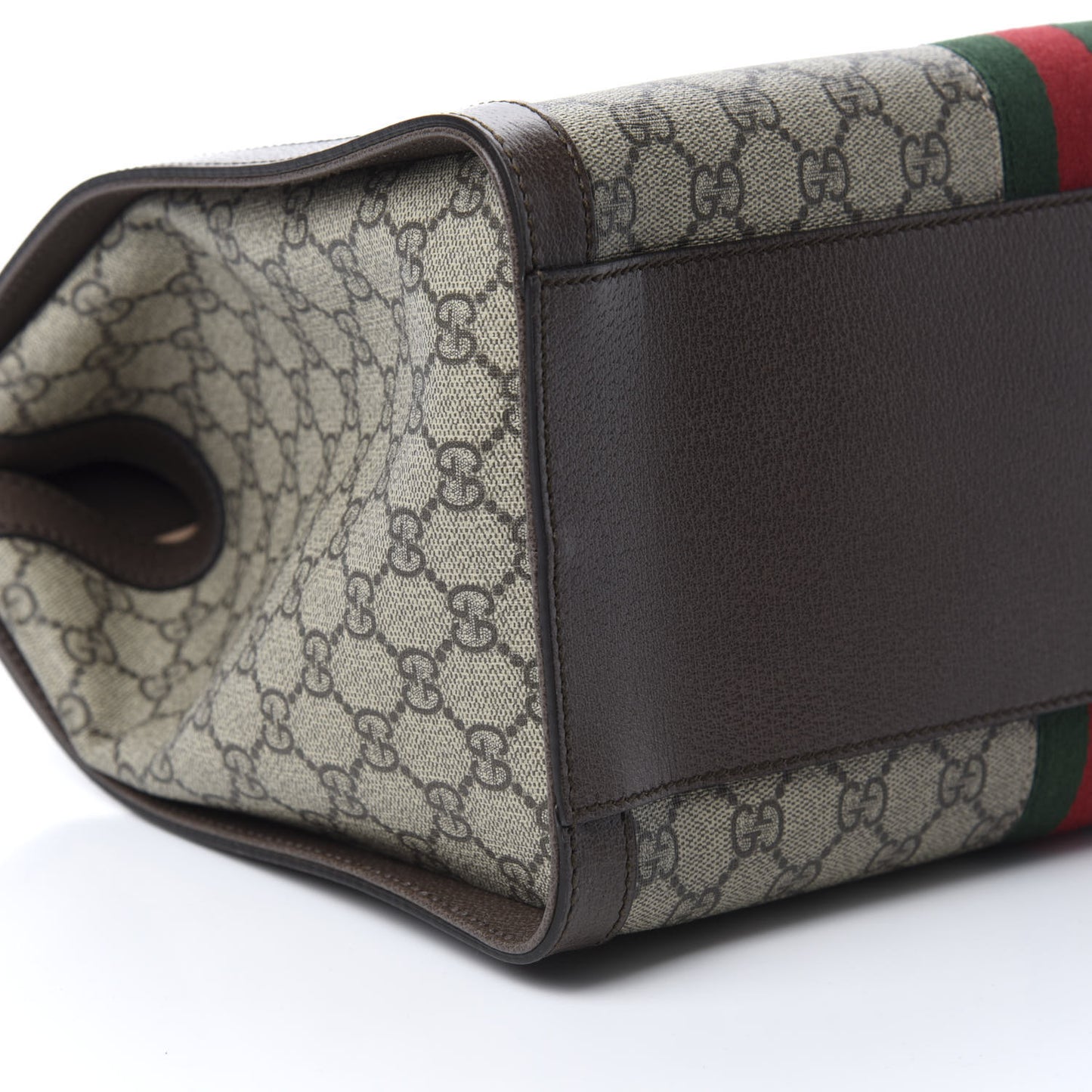 GG Supreme Monogram Web Medium Ophidia Tote Bag Brown