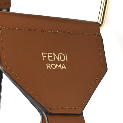 Fendi Ribbon Vitello King Logo Embossed Gingham Woven Adjustable Strap You Panna Black Cuoio 3 of 5
