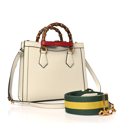 Gucci Textured Dollar Calfskin Web Small Diana Tote Bag Mystic White 2 of 10