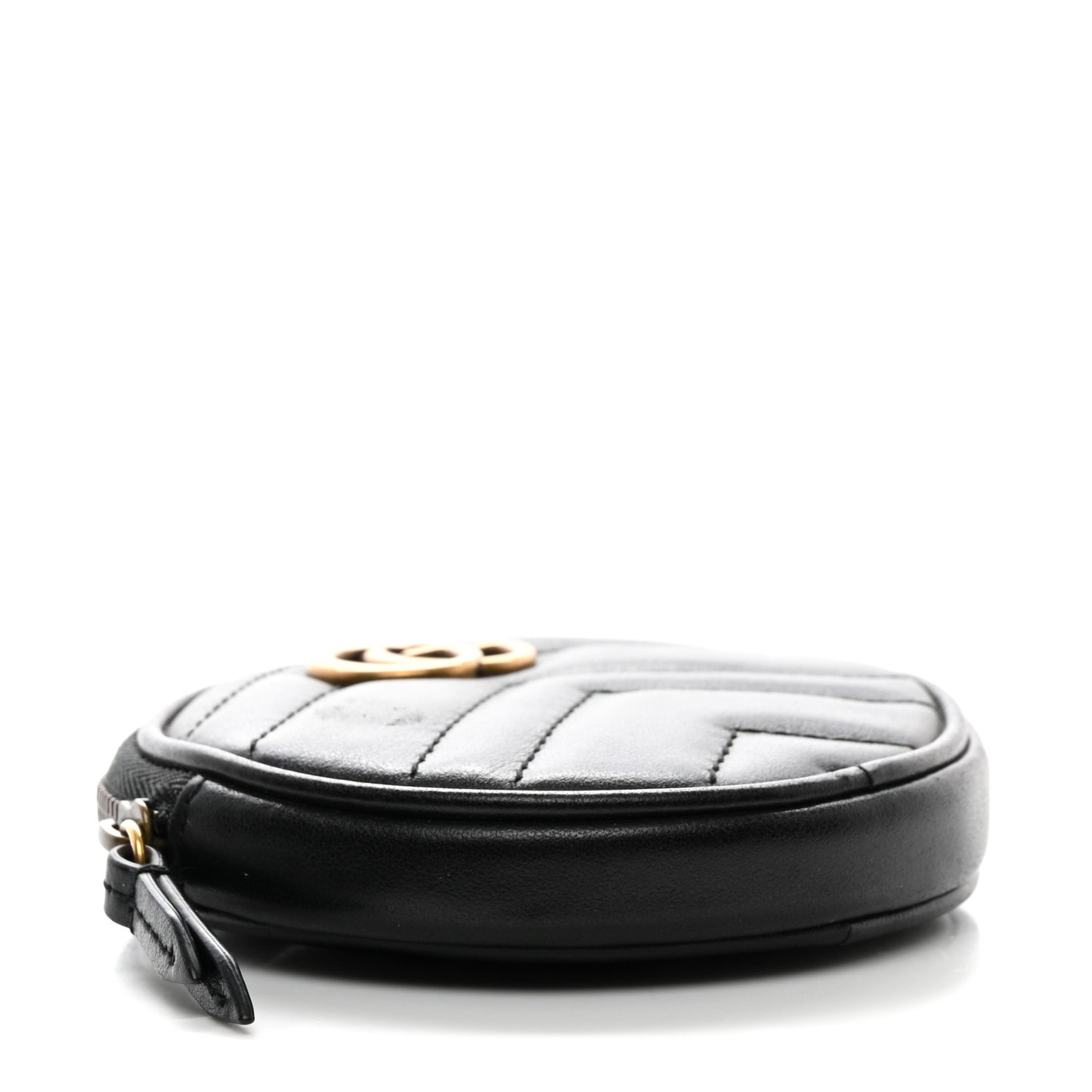 Calfskin Matelasse GG Marmont Round Coin Purse Black