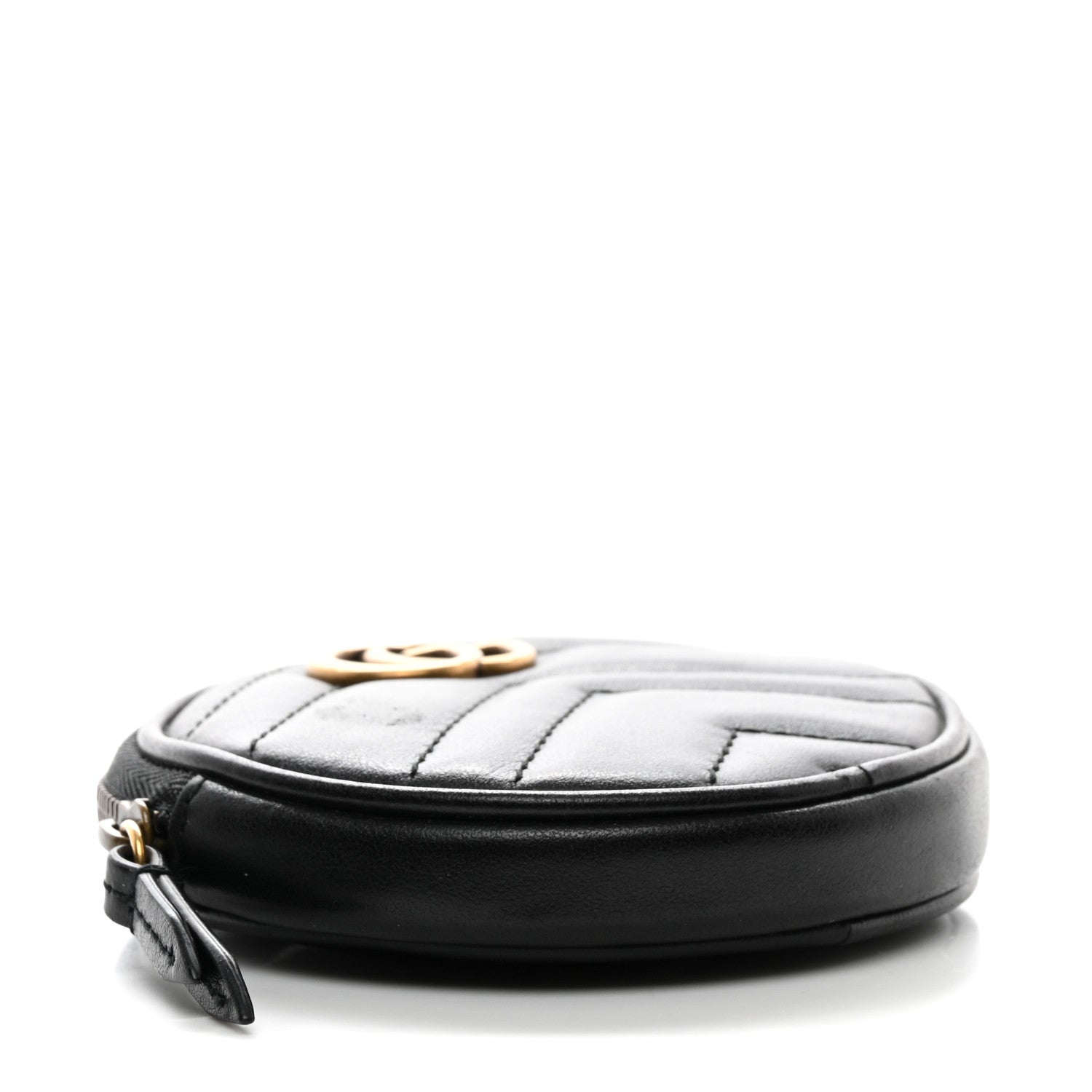 Gucci Calfskin Matelasse GG Marmont Round Coin Purse Black 4 of 7