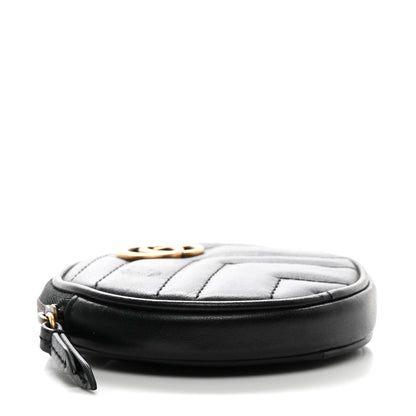Gucci Calfskin Matelasse GG Marmont Round Coin Purse Black 4 of 7