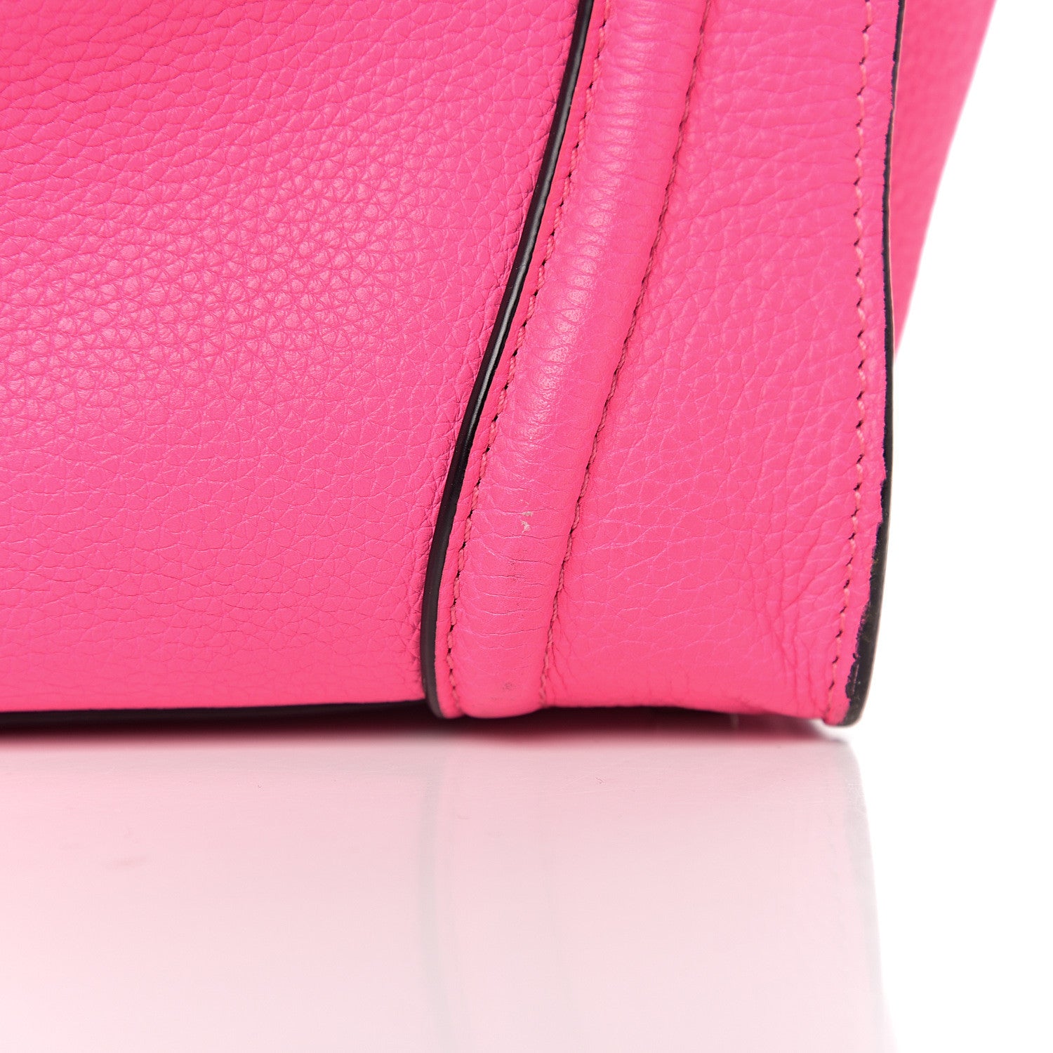 Celine Drummed Calfskin Mini Luggage Fluo Pink 8 of 11