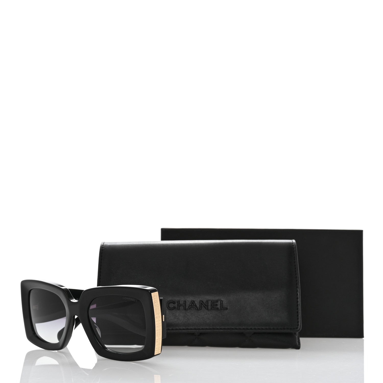 Chanel Acetate Rectangle Sunglasses 5435 Black 8 of 8