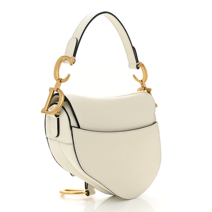 Christian Dior Grained Calfskin Mini Saddle Bag White 3 of 11