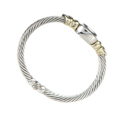 David Yurman Sterling Silver 14K Yellow Gold 21mm Classic Cable Quartz Watch 5 of 6