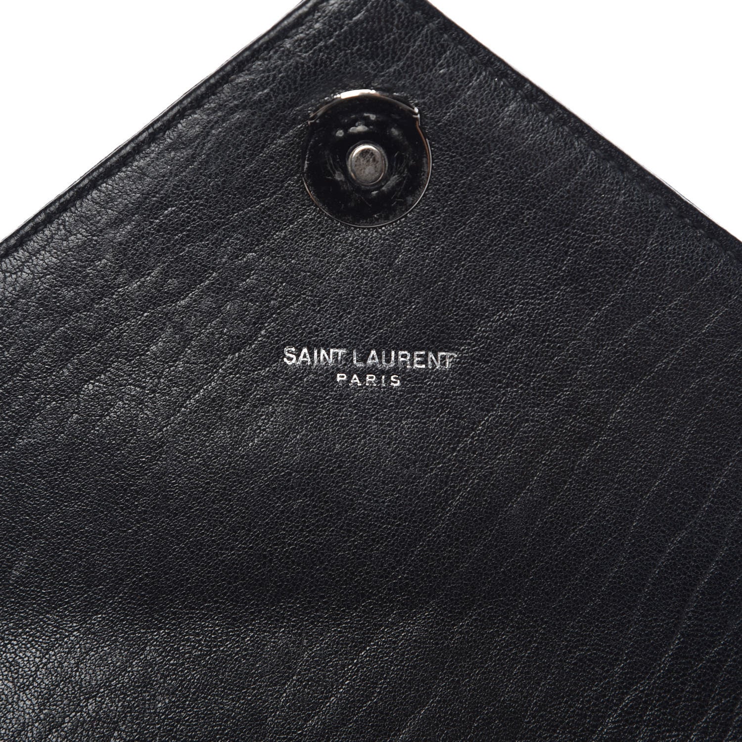 Saint Laurent Sheepskin Matelasse Chevron Monogram Medium College Bag Black 6 of 14