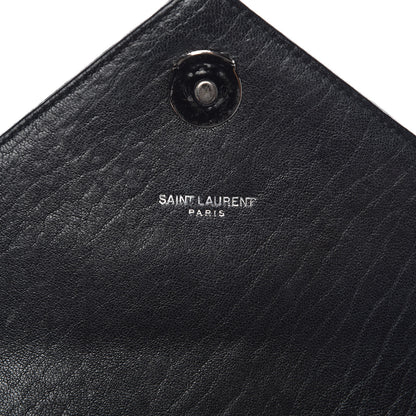 Saint Laurent Sheepskin Matelasse Chevron Monogram Medium College Bag Black 6 of 14