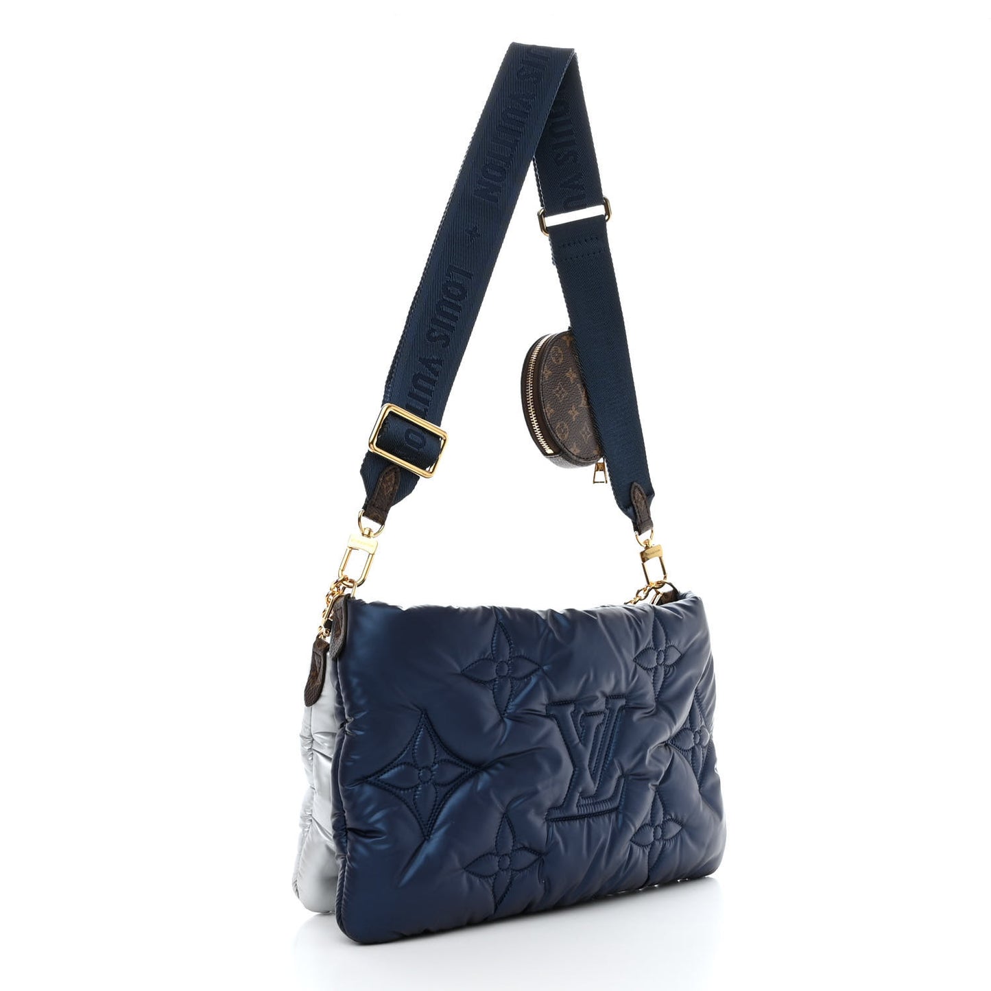 Econyl Monogram Pillow Maxi Multi Pochette Accessories Navy Silver