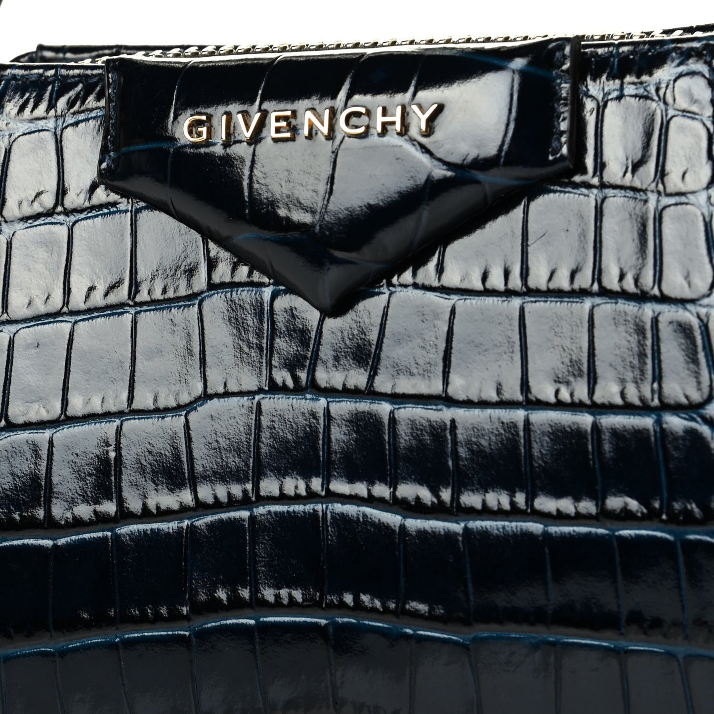 Calfskin Crocodile Embossed Nano Antigona Navy