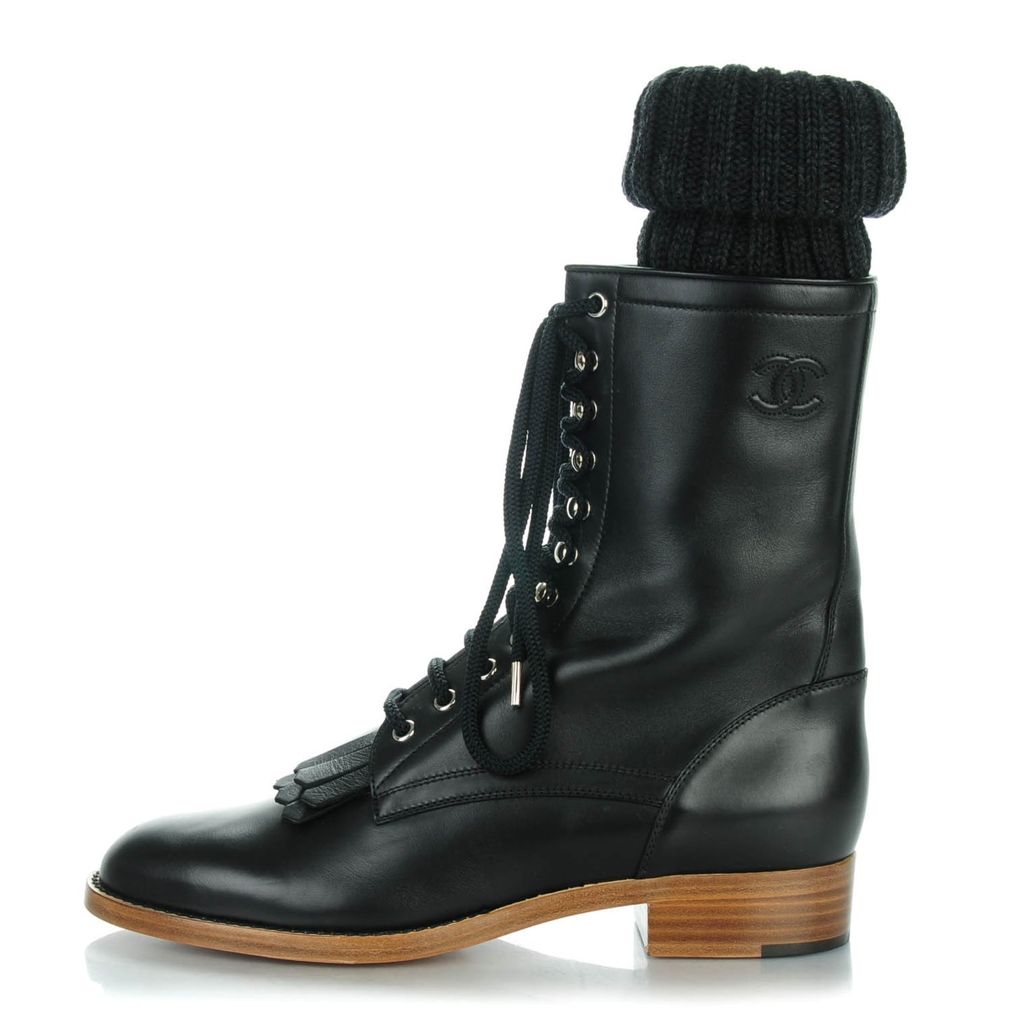 Calfskin Sock High CC Combat Boots 42 Black