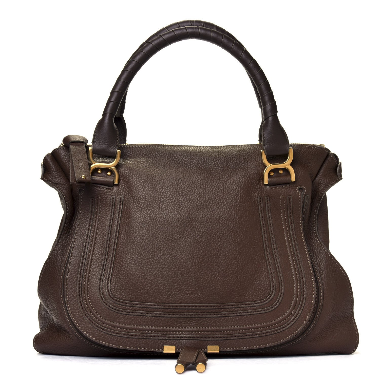 Chloe Calfskin Large Marcie Satchel Brown Seed 1 of 6