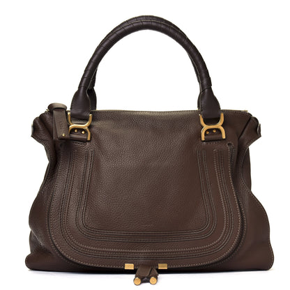 Chloe Calfskin Large Marcie Satchel Brown Seed 1 of 6