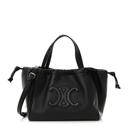 Celine Calfskin Cuir Small Triomphe Cabas Drawstring Black 1 of 10